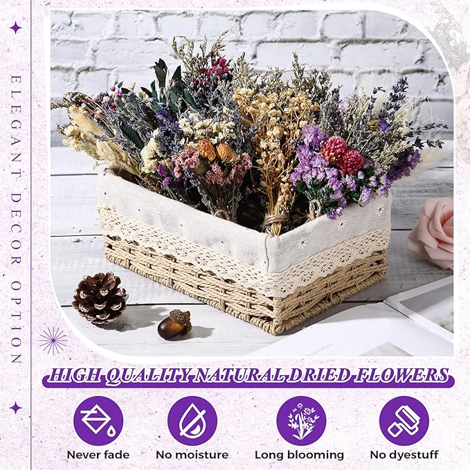 Layhit 12 Pack Boho Dried Flower Bouquet Mini Wedding Handmade Dry Flowers Decor for Vase Crafts DIY Photo Boutonniere for Men Floral Plant for Bridesmaid Gift Birthday Decor