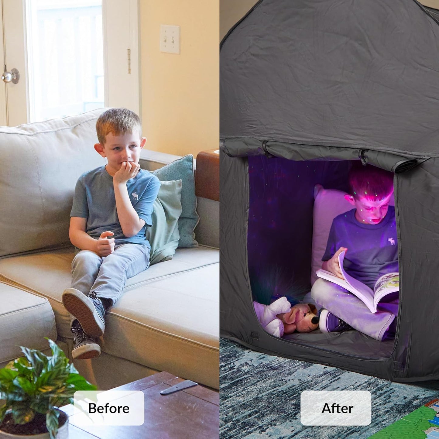 Sensory Tent for Kids & Adults | Calming Hideout & Cozy Pop-Up Blackout Sensory Tent for Autism & Anxiety | Autism Space for Calm Corners, Therapy & Relaxation | Double
