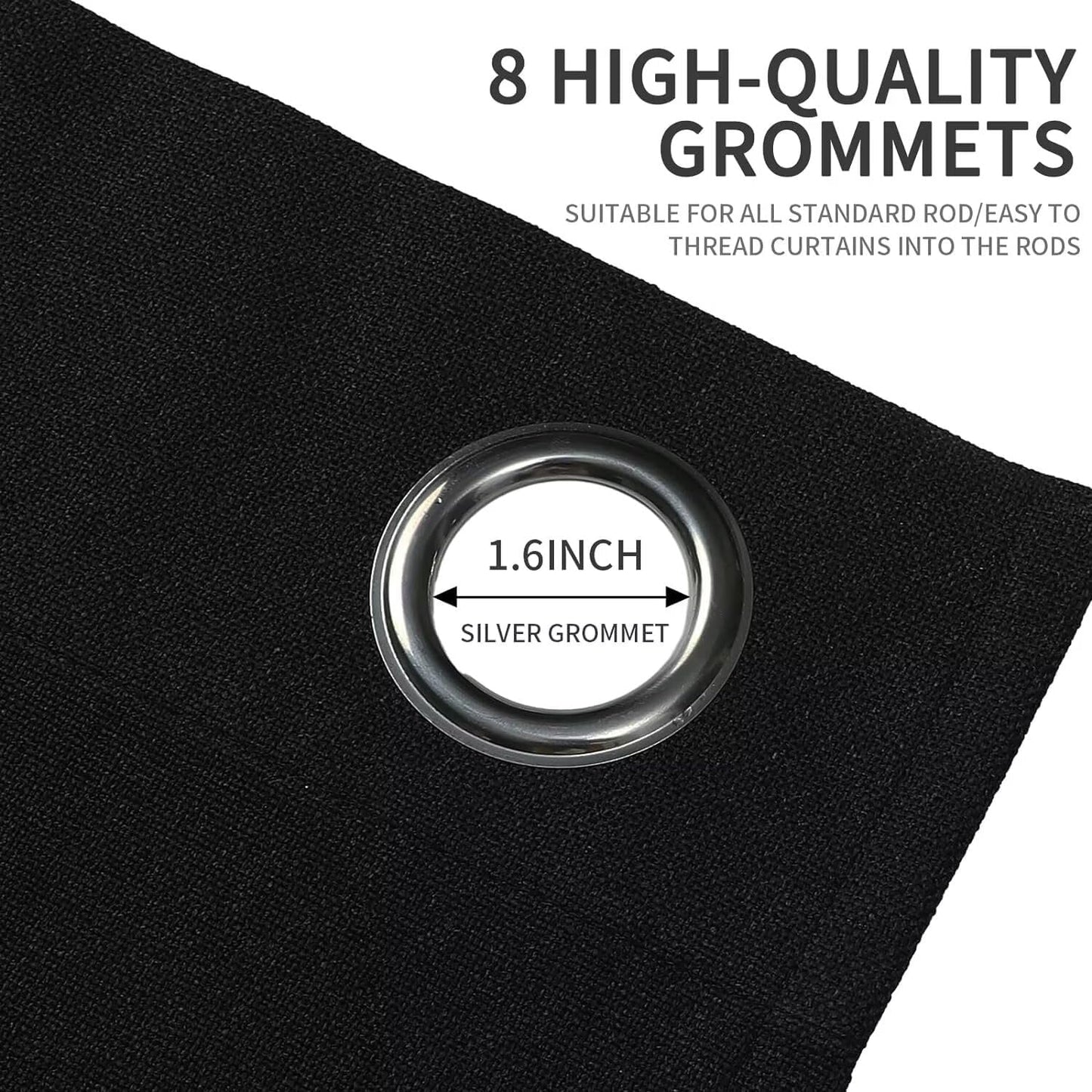 Joydeco Blackout Curtains 84 Inch Length, 1 Panel for Bedroom, Thermal Insulated Linen Black Out Curtains with Grommets (100x84)