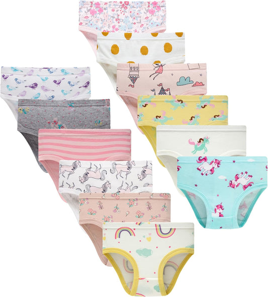 Boboking Girls Soft Underwear Toddler Kids Briefs Cotton Panties 12-pack