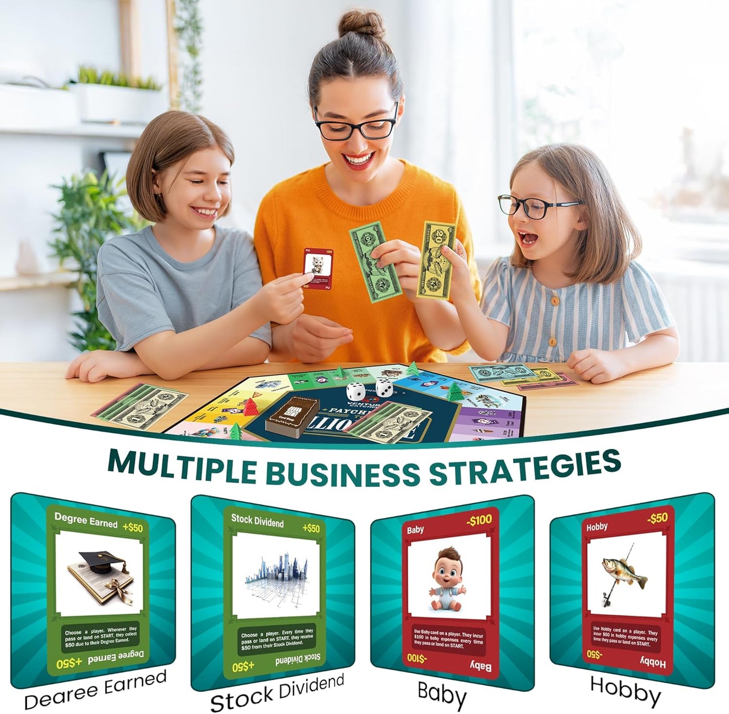 Paycheck to Billionaire: Master Financial Freedom - Smart Investing & Cost Management Board Game - Ideal for Game Night, Educational Play - Perfect for Boys and Girls Ages 8+, Adults and Family