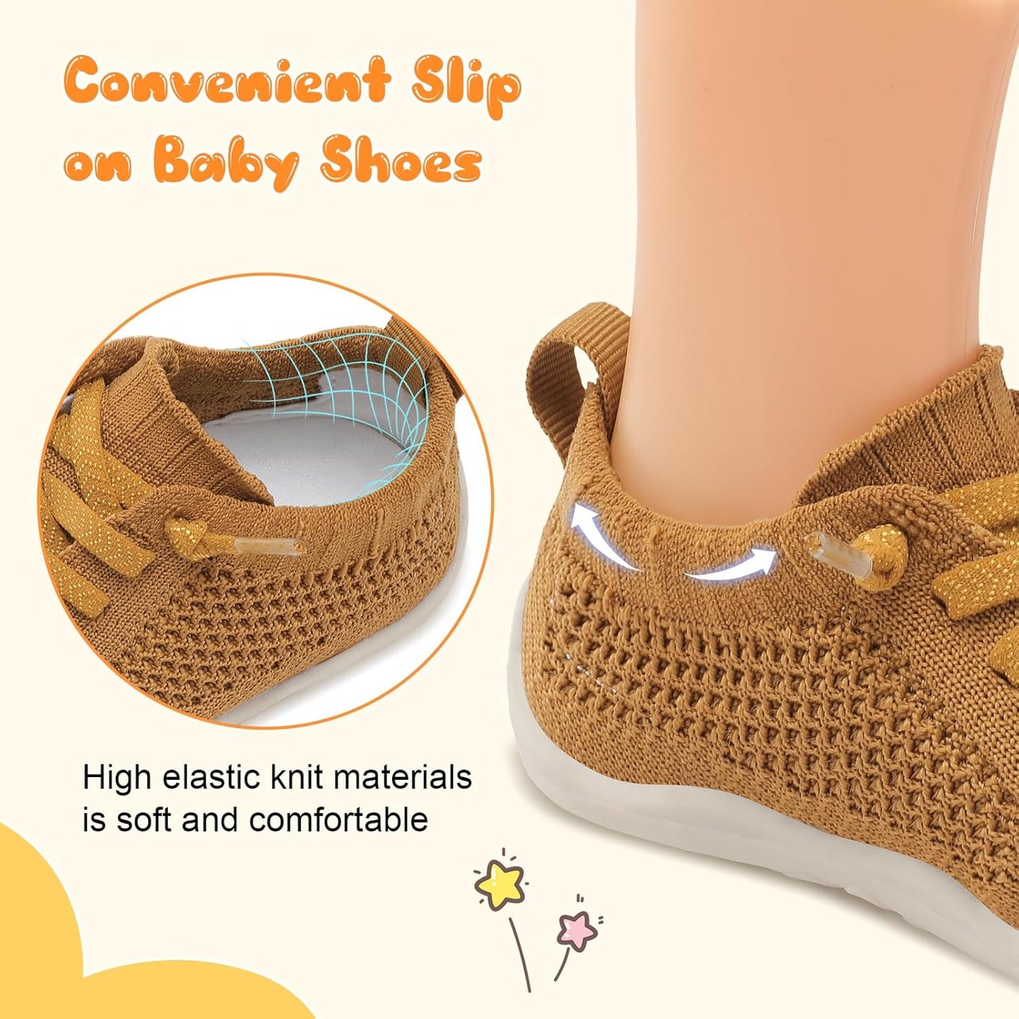 JIASUQI Baby Shoes for Toddler Boys Girls Sneakers Slip on Walking Shoes for Babies