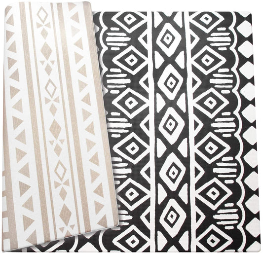 Cushmat Stylish Reversible Foam Play Mat (Large, Crystals - Black Grey) - Soft, Waterproof, Durable Play mat for Infants, Babies, Toddler, Kids & Grownup - 6.5ft x 4.5ft