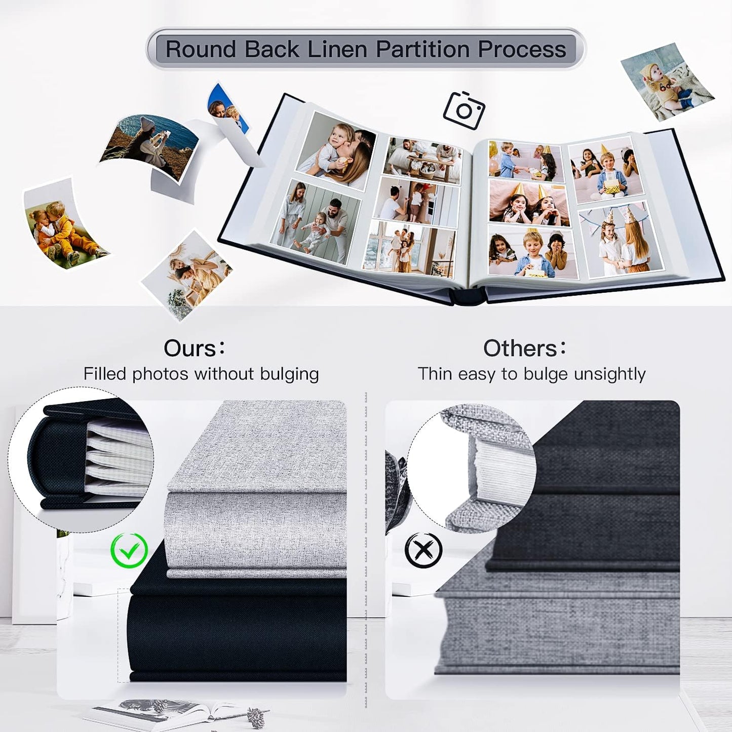 popotop Photo Album 4x6-600 Photos Photo Books with 600 Horizontal and Vertical Pockets,Linen Cover Albums for Family Wedding Anniversary Baby Vacation Pictures