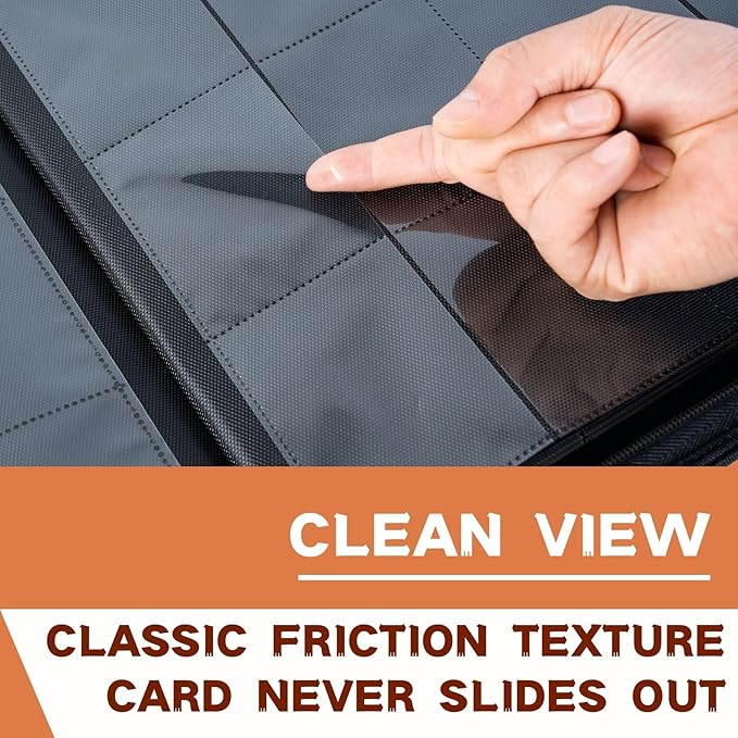 1000+ Pockets Trading Card Binder, 16-Pocket Card Ablum Compatible with MTG,Sports Cards & Other Standard Size Trading Cards (Orange)