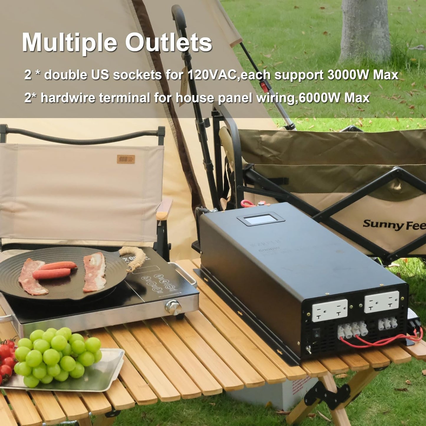 WZRELB 6000W 48V Pure Sine Wave Inverter,48 Volt DC to AC 120V 240V Split Phase Power Inverter,2*AC Hardwire Terminal,12KW Surge,High Efficiency up to 91.6%,Wireless Remote