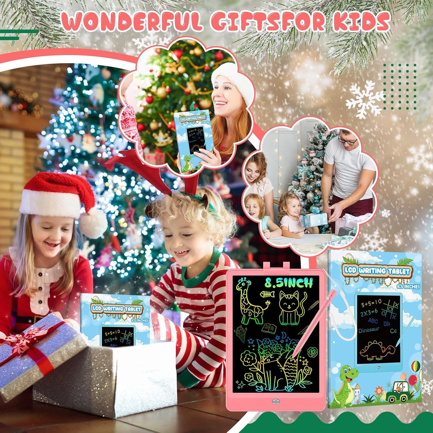 Decute Kids Toys LCD Writing Tablet with Stylus, 8.5 Inch Erasable Toddlers Doodle Board, Reusable Drawing Pad for Kids, Educational Christmas Birthday Gift for 3 4 5 6 7 8 Girls Boys Toddler Pink