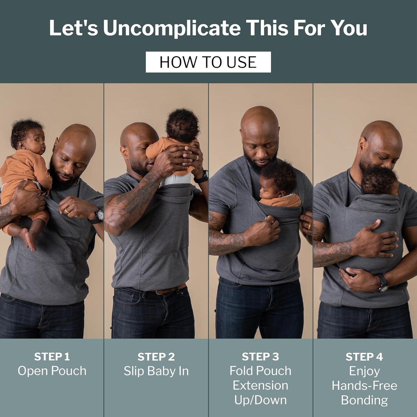 Lalabu The Dad Shirt | Hands-Free Baby Carrier for Dad with Kangaroo Pouch | Engineered for Bonding, Safety, & Comfort for Newborns Up to 15 Lbs. | CPSC Compliant