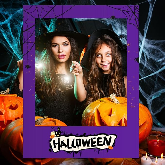 32 x 24 Inch Large Blank DIY Photo Booth Props Picture Frame Party Frame DIY Photo Booth Props Selfie for Birthday, Graduation, Christmas Holiday Party(Purple,Halloween)