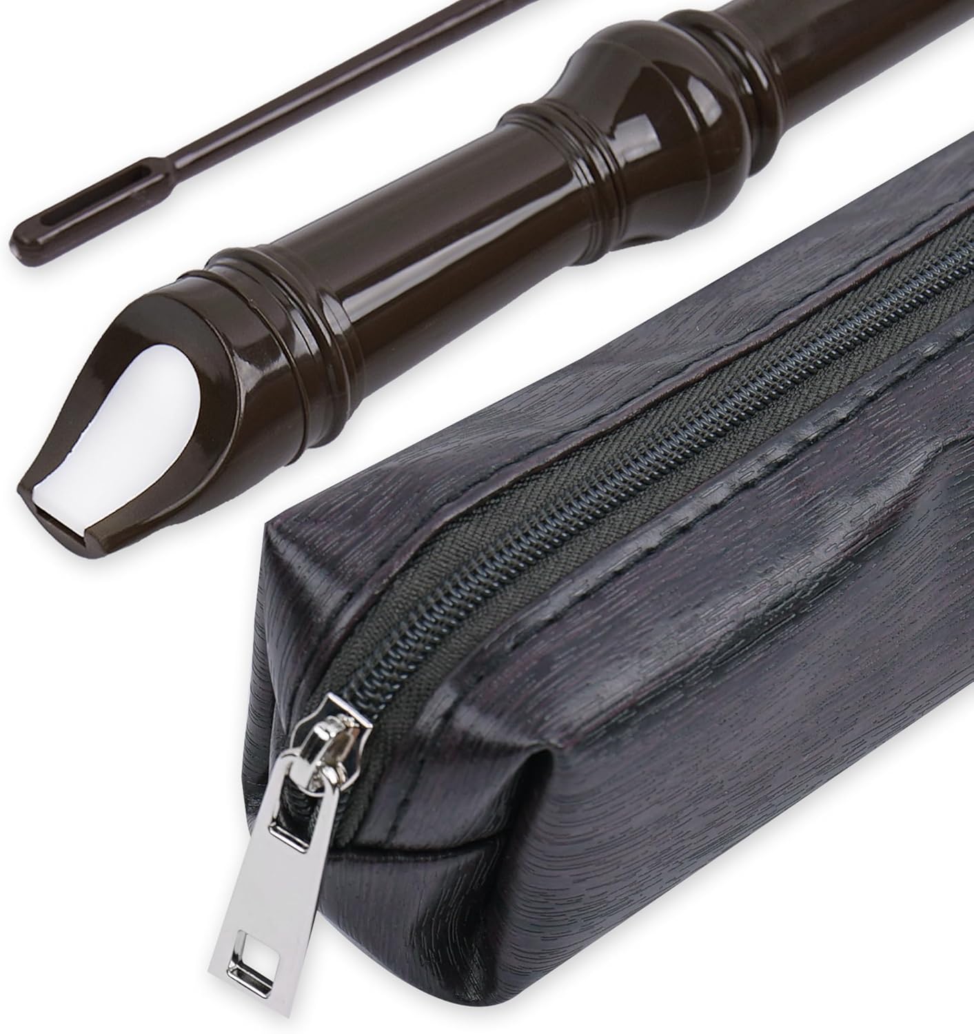 LIZIMANDU Recorder Instrument for Beginner Adults,8-Hole Soprano Descant Recorder Music Flute with Cleaning Rod & Case Bag For Home Entertainment(6-Wood Dark Brown)