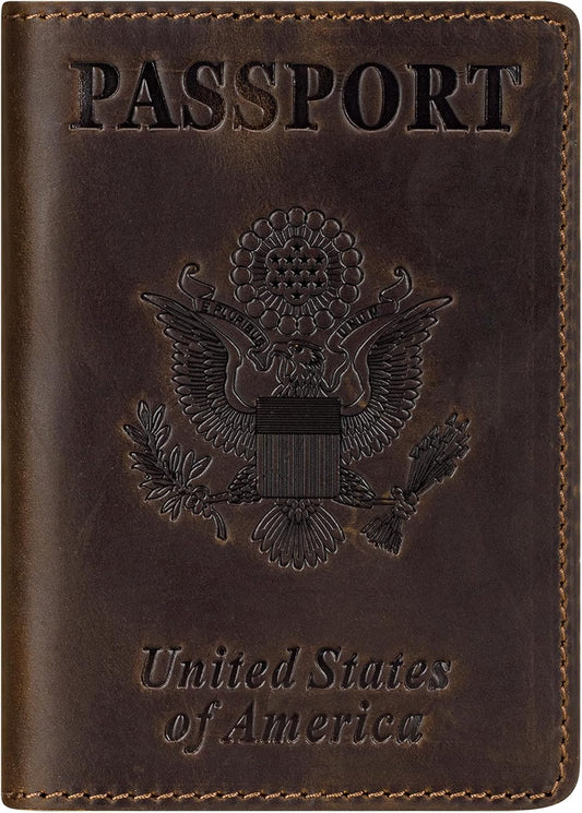 BIAOTIE Premium Leather Passport Holder Covers, Rfid Travel Wallet Passport Document Holder, Travel Essentials Wallet Cover Case for Men and Women (Coffee)