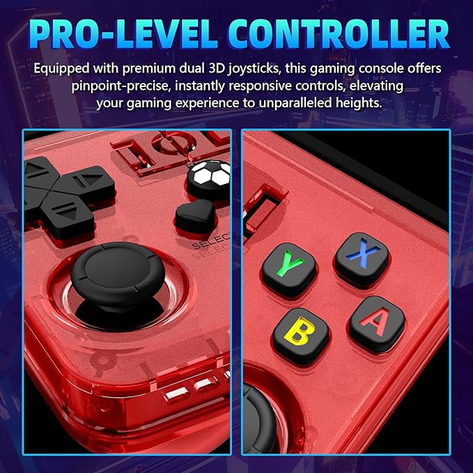 R36MAX Retro Handheld Game Console,64GB Open Source System Support 30+ Emulator Console,4.0 Inch IPS Screen Retro Gaming Console,4000mAh Battery,Portable Video Game Console for Christmas (Red)