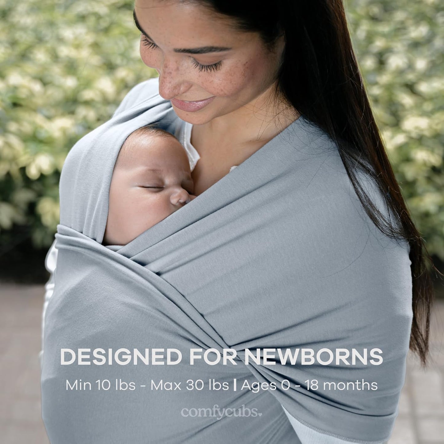 Comfy Cubs Baby Wrap Carrier - Soft & Secure Fit Cotton Blend Baby Carrier Newborn to Toddler - Hands-Free & Lightweight Infant Wrap - Adjustable, One Size Fits All Toddler Sling - Pacific Blue