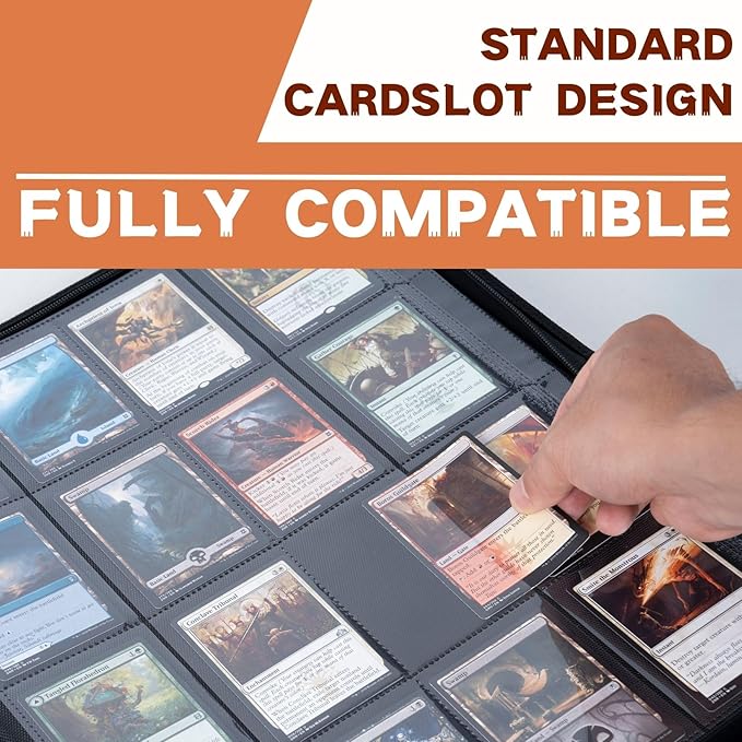 1000+ Pockets Trading Card Binder, 16-Pocket Card Ablum Compatible with MTG,Sports Cards & Other Standard Size Trading Cards (Orange)