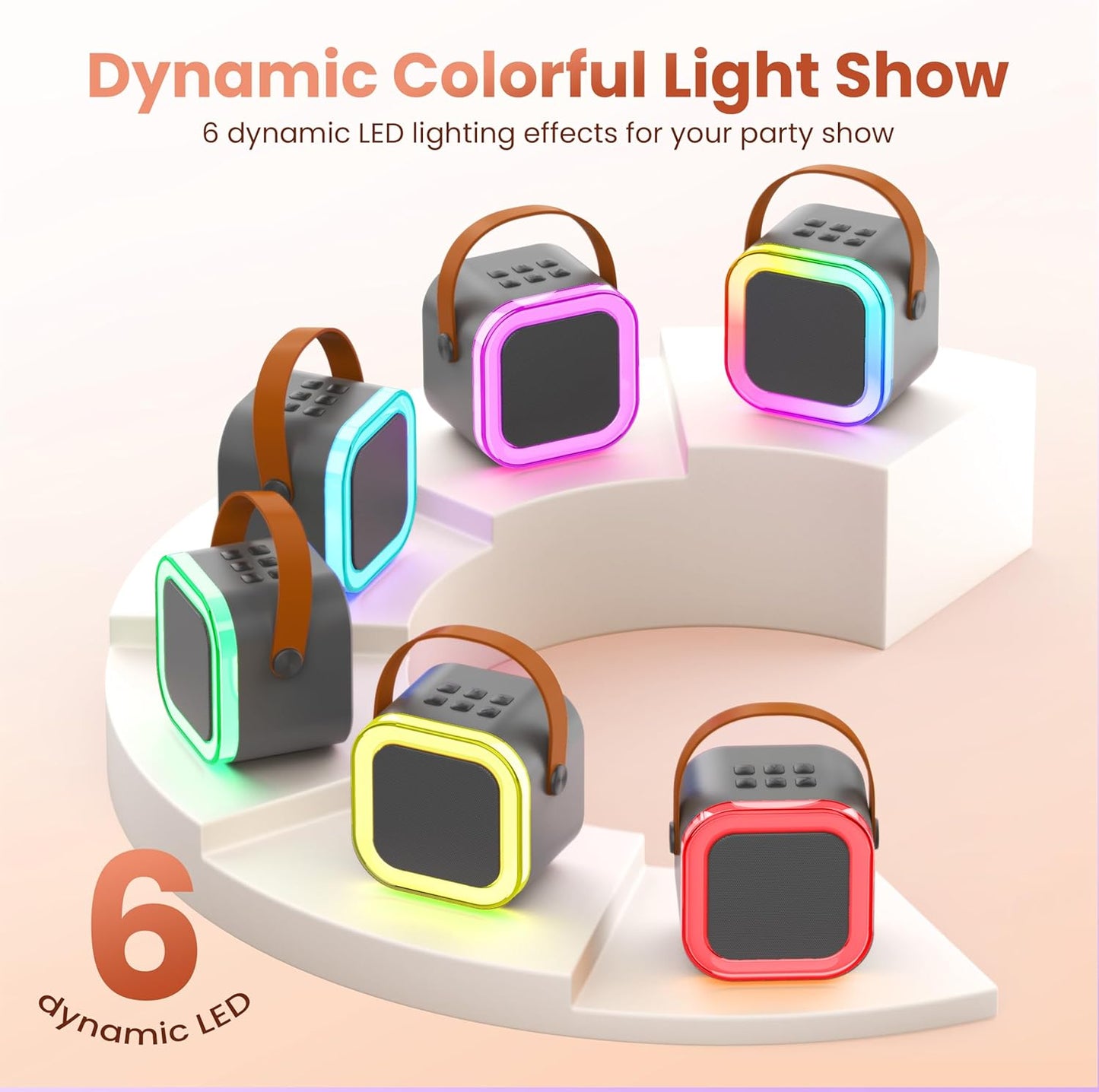 Karaoke Machine for Kids Adults, Portable Bluetooth Mini Karaoke Microphone Singing Speaker Karaoke Player with 2 Wireless Mic, for All Smartphones,Birthday, Family,Home Party (Space Gray)