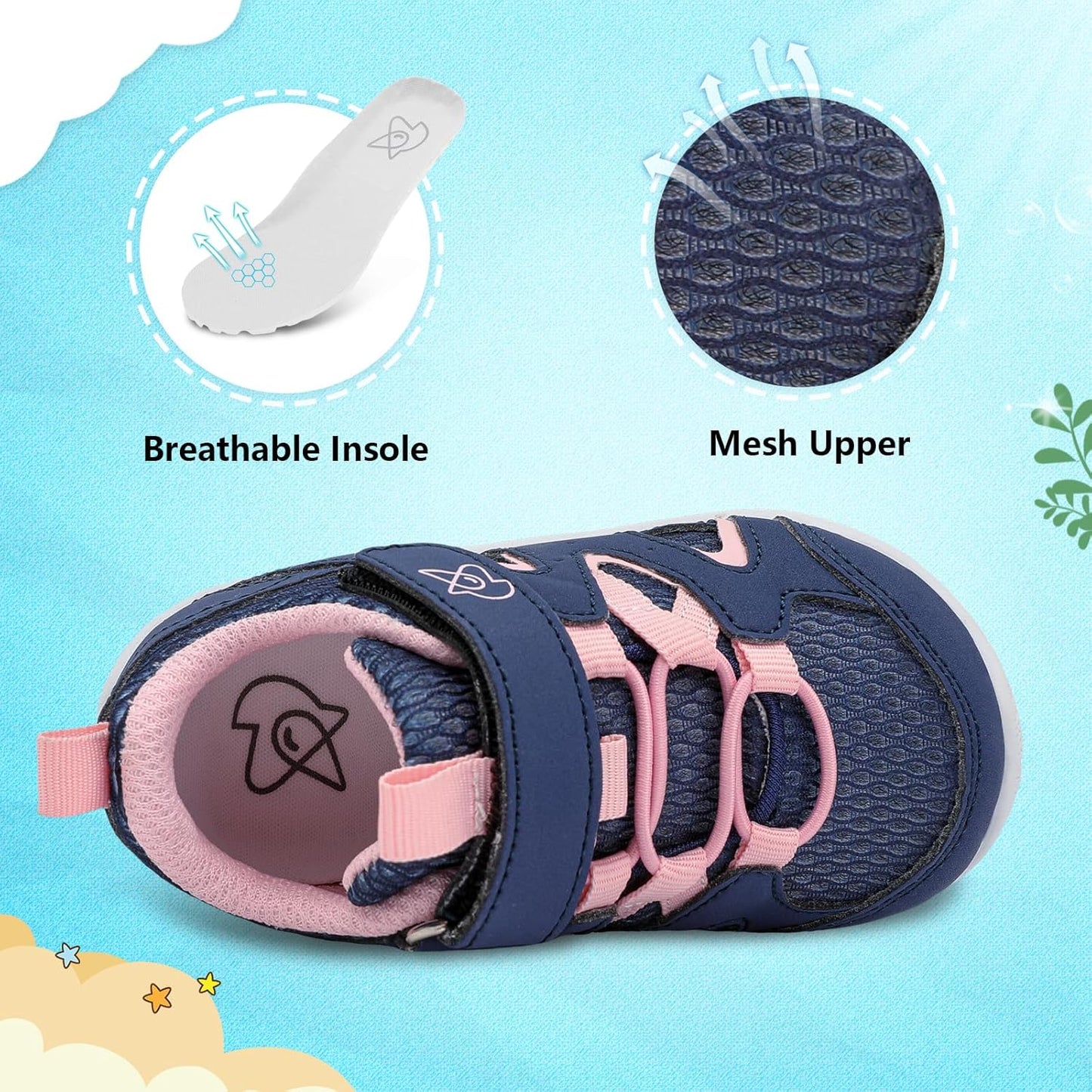 LeIsfIt Baby Shoes Boys Girls First Walking Shoes Non-Slip Toddler Breathable Sneakers Infant Sneakers