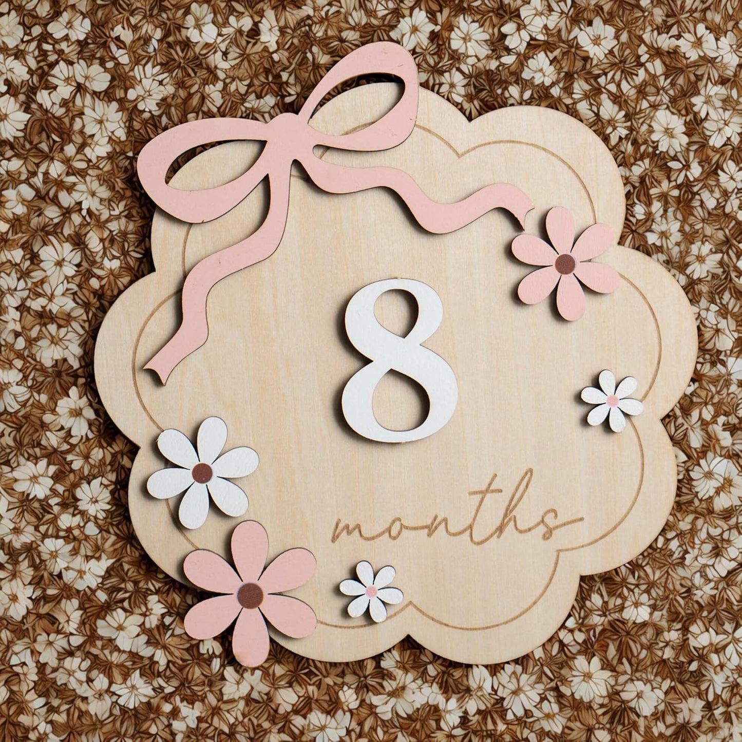 Baby Monthly Milestone Sign,1-12 Monthly Baby Milestone, Month Milestone Baby Girl, Baby Months Milestone, Newborn Photography Props Double-Sided (B11)