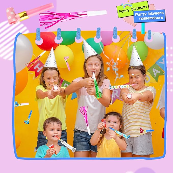 160 Pcs Party Blowers Set Includes 100 Pcs Glitter Fringed Noise Maker and 60 Pcs Colorful Blowouts Horns Whistle for Sporting Events Birthday New Year Noisemakers Party Favors
