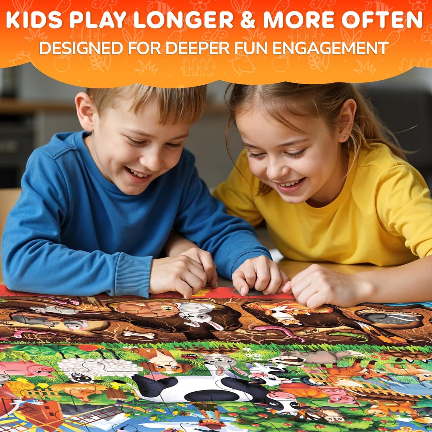 QUOKKA Floor Puzzles for Kids Ages 4-8 – 2x3 FT Giant Search and Find Jigsaw – 48 Large Pieces – Above and Beyond Observational Scene – Educatinal Montessori Toy with Gift Box – Fun Learning Activity