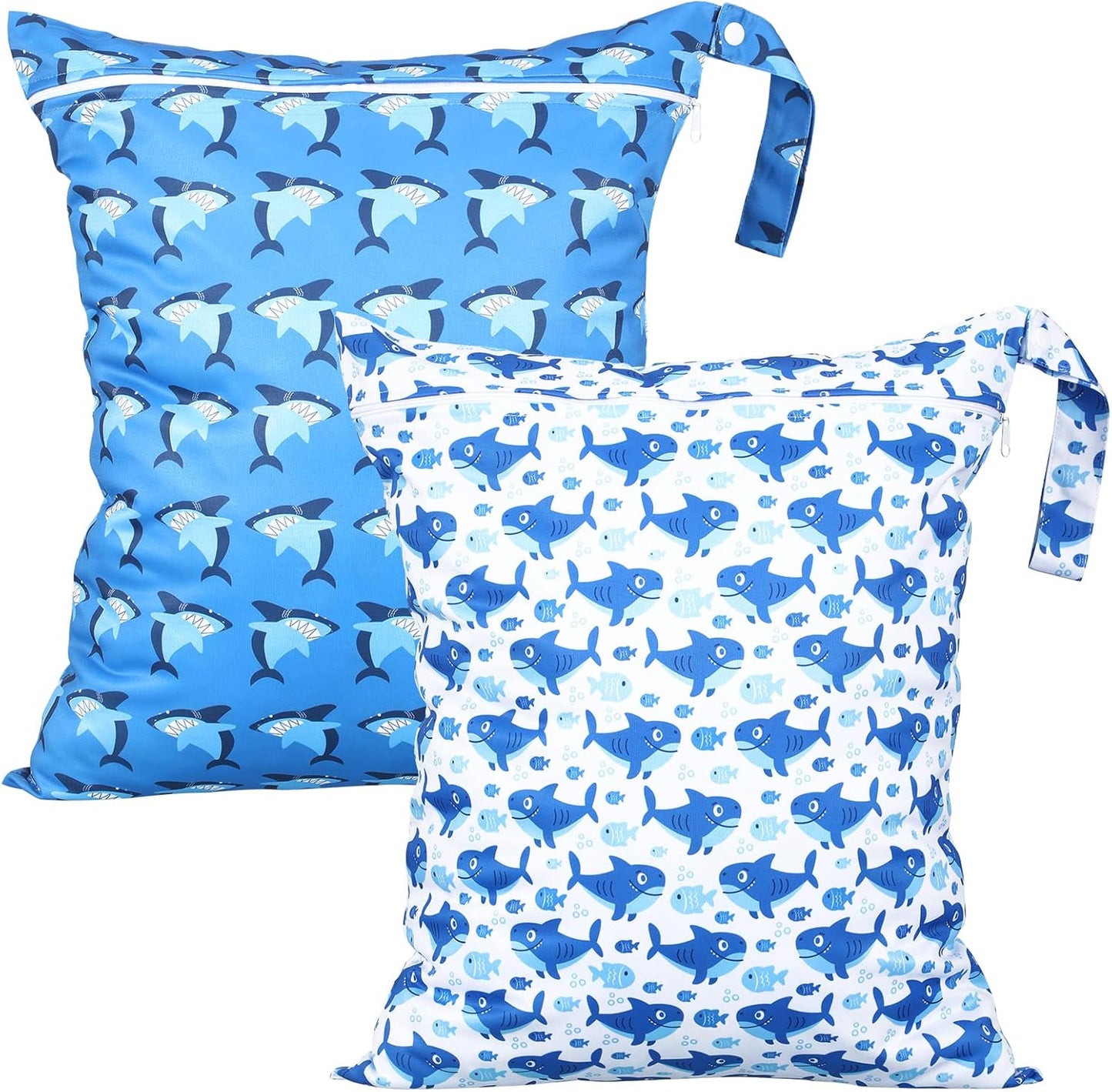 Shappy 2 Pcs Large Travel Laundry Bag Washable Waterproof Wet Dry Large Dirty Clothes Bag Bathing Workout(Shark)