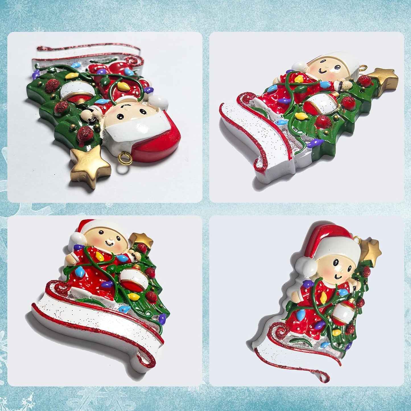 Baby's First Christmas Ornament 2025 Personalized Christmas Ornaments with Name Snow Baby in Stocking with Snowflake Custom Tree Ornament Decorations Ornaments,Pink