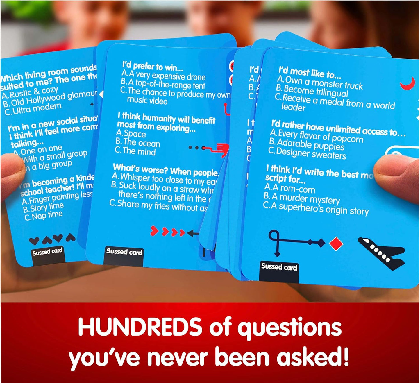 SUSSED The Wacky ‘What Would You Do’ Card Game - Social Fun for Teens, Boys, Girls for Kids Ages 10+ & Adults - Blue Pack