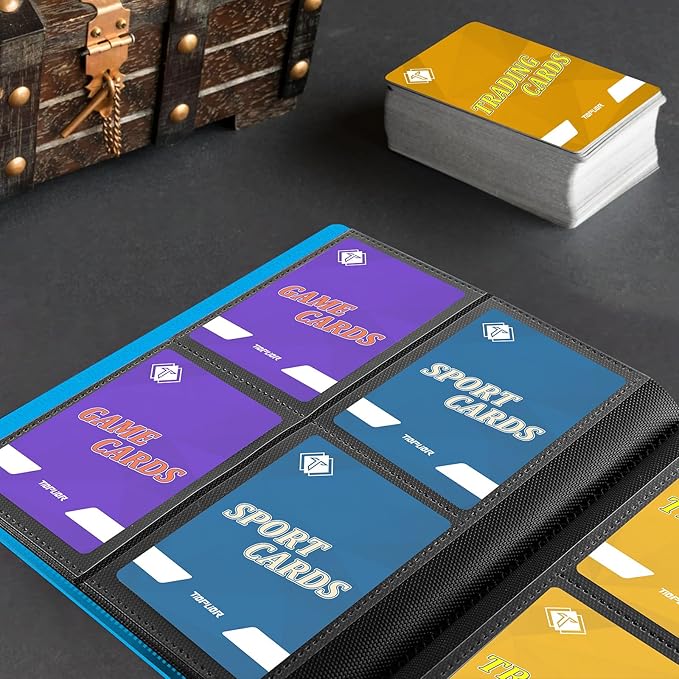 4 Pocket Card Binder for Trading Card, 160 PockeCard Folder Ablum for Cards Collection for Sports Cards, Baseball Cards, Game Cards, Mini TCG Binder Fit for MTG, Gift for Card Collector (Blue)