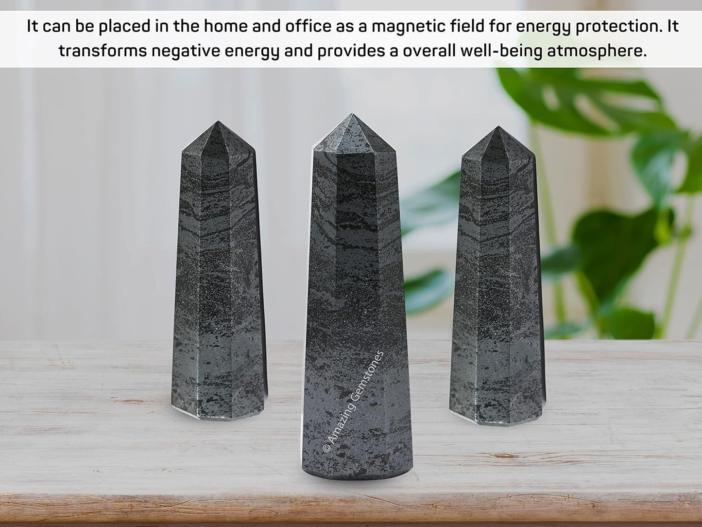 Amazing Gemstone Hematite Crystal Towers - Natural Healing Crystal Point Obelisk for Reiki Healing and Crystal Grid (3 Inch)