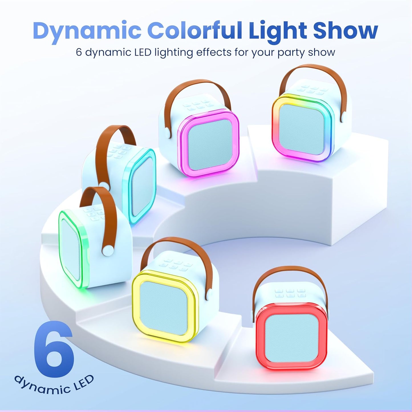 Peski Karaoke Machine for Kids Adults, Portable Bluetooth Mini Karaoke Microphone Singing Speaker Karaoke Player with 2 Wireless Mic, Birthday Gifts for Girls Boys Family Home Party (Blue)