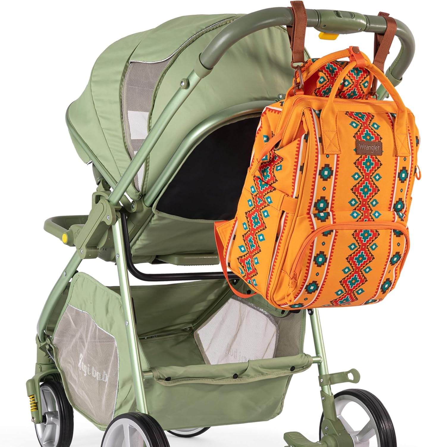 Wrangler Aztec Backpack Organized Daypack Travel Baby Bag with Stroller Strap and Side Bottle Pockets WG2204-9110MST