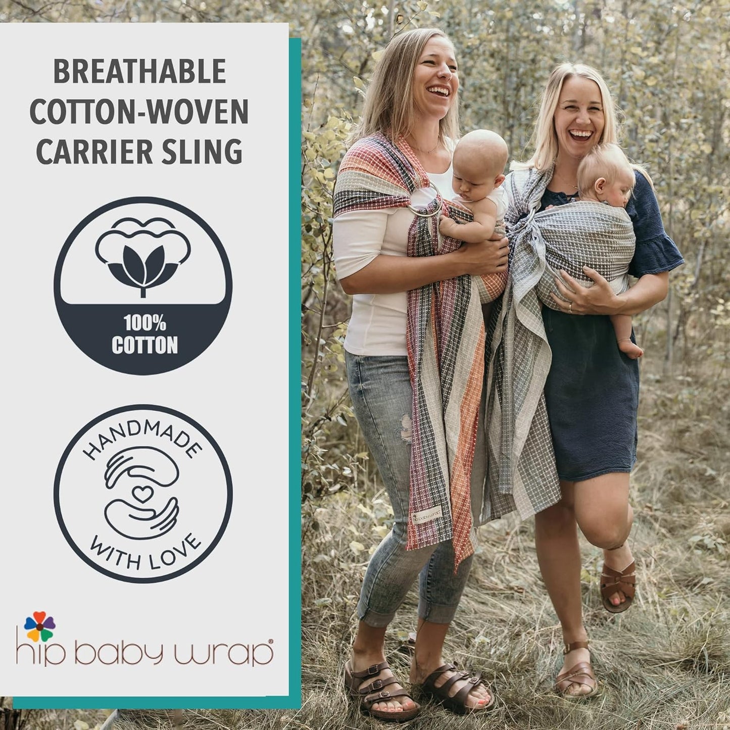Hip Baby Wrap Ring Sling Baby Carrier for Infants and Toddlers - Beautiful, 100% Soft Cotton Baby Wraps Carrier For Babies 8-35 lbs, Perfect Baby Shower Gifts Moms And Dads - Nursing Cover (Turquoise)