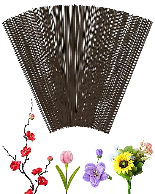 100 PCS FIVEIZERO 26 Gauge Beown Floral Wire Stems for Artificial Flower Making,Florist Wire,Flower Wires for Crafts,Alambre para Flores for Wreaths, Flower Arrangements and DIY Projects