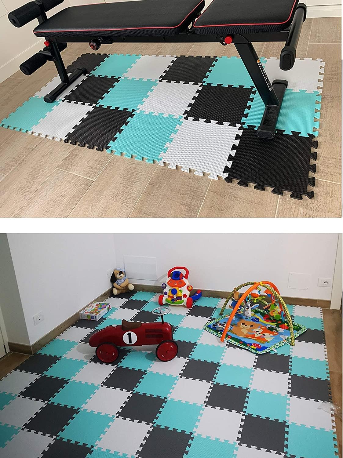 MQIAOHAM® 18 Pieces Puzzle Play Mats, Soft Baby Play Mat, Kids Interlocking Foam Floor Tiles, Toddlers Carpet Playmats