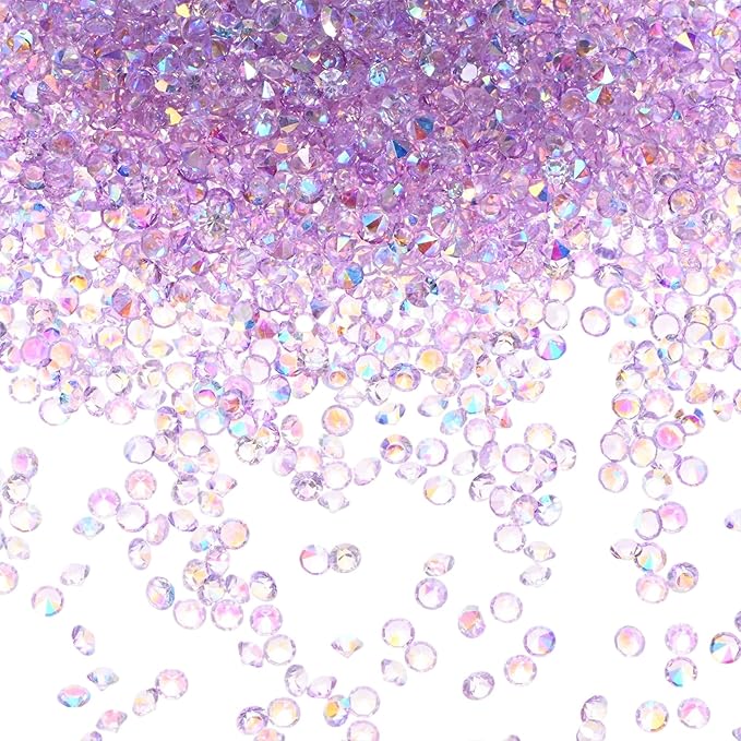 14400-Pack Acrylic Diamonds, 0.12 Inch/3mm Wedding Table Scatter Confetti Crystals for Vase Fillers/Art Craft, Acrylic Diamonds Gems [Purple AB]