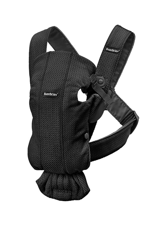 BabyBjörn Baby Carrier Mini, Black, 3D Mesh | Newborn Carrier (7-25 lbs), Ergonomic, Easy-to-Use