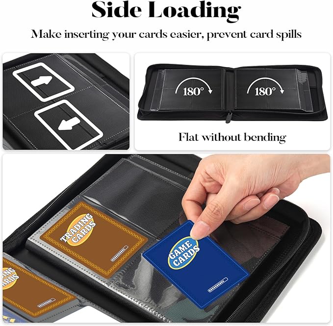 Premium Zip Trading Card Binder, 320 Card, Portable PU Collection Album, MTG & TCG Game Card Folder, Navy Blue