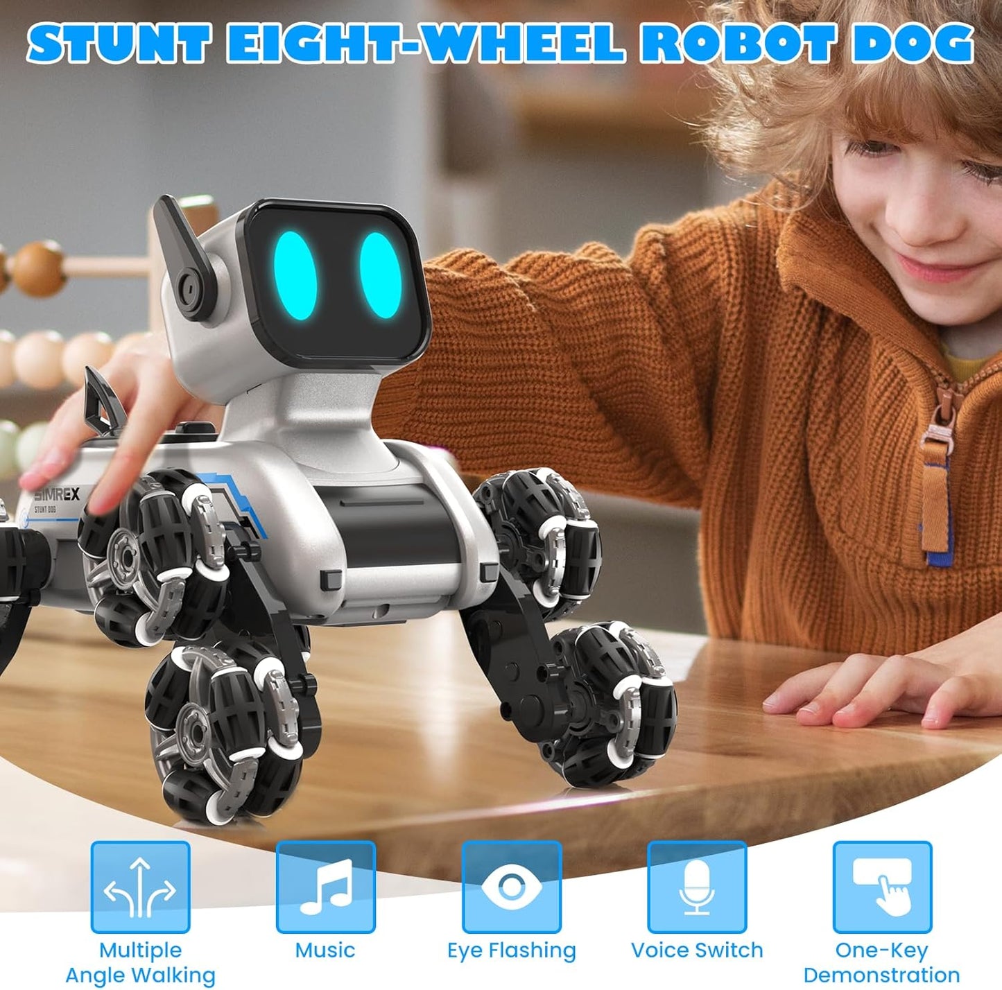 Robot Dog RC Stunt Car Toys - Gesture Sensing Remote Control car with Mecanum Wheels, LED Eyes, 3 Sound Effects, Birthday Gift for Kids Boys Girls