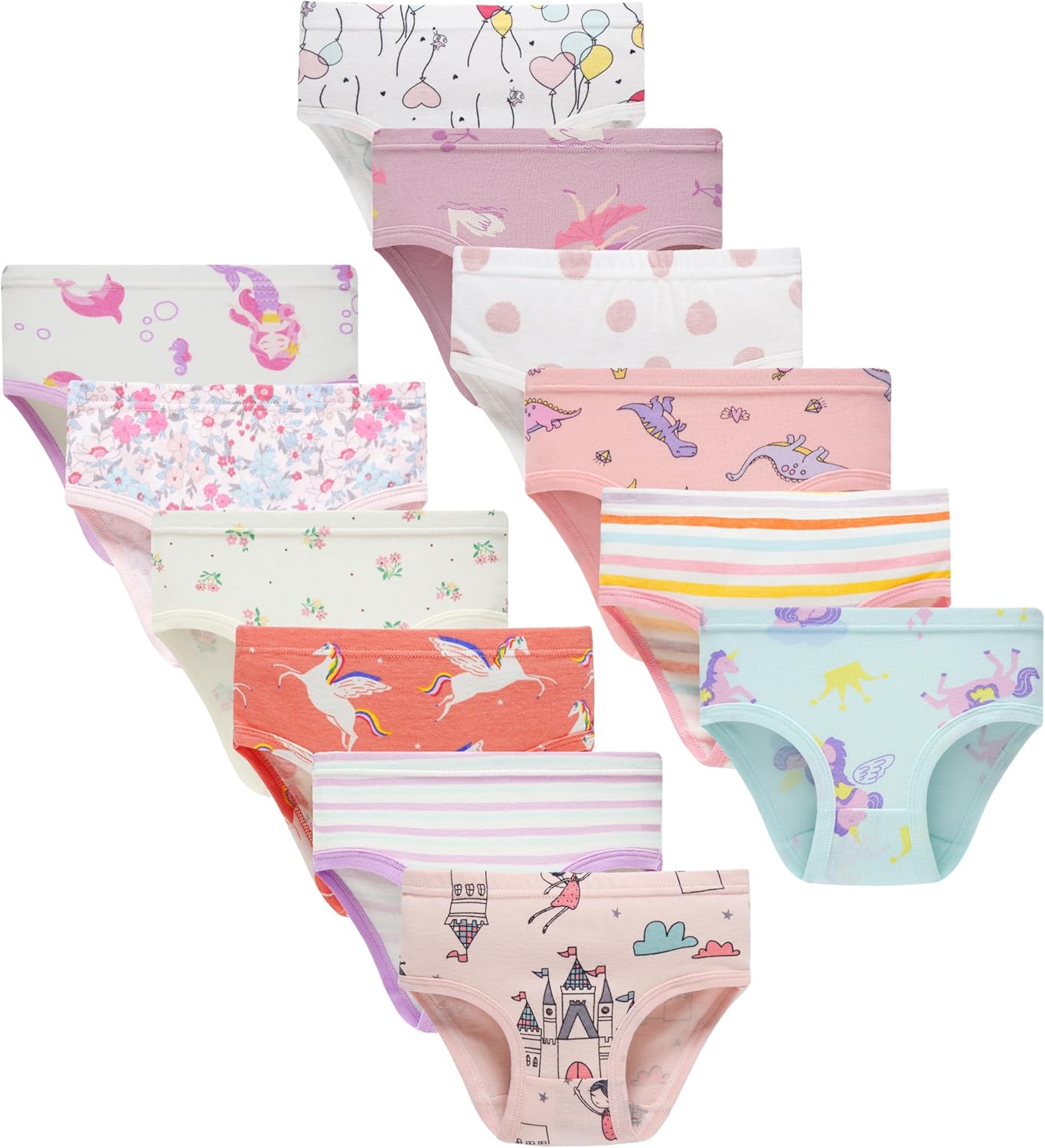 Boboking Girls Soft Underwear Toddler Kids Briefs Cotton Panties 12-pack