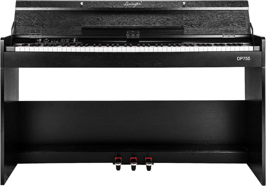 Lexington 88 Keys Weighted Digital Piano, Full Size Portable Hammer Action Electric Keyboard Piano for Beginners w/Furniture Stand, Power Adapter, Triple Pedals, Headphone Jack and Recording, Black