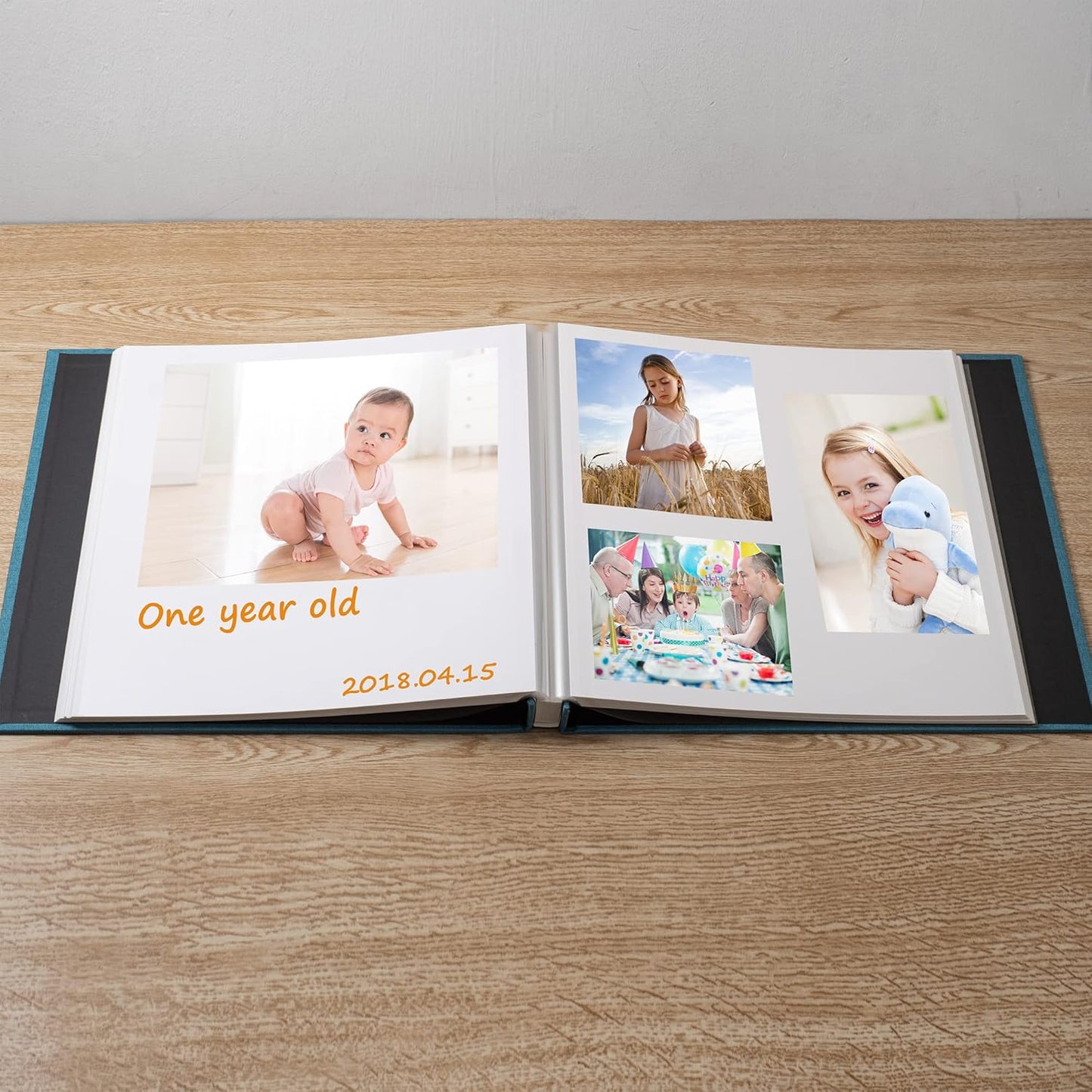 Large Photo Album Self Adhesive Scrapbook Album for 4×6 5×7 8×10 Pictures DIY Magnetic Linen Cover Album 60 Pages for Family Wedding Gifts with Metal Pen and Plastic Board