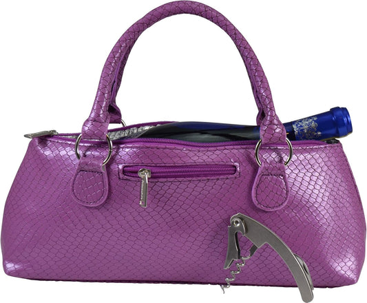 Wine Clutch Bag (Thermal Insulated) Trendy Women’s Carry Tote | Holds Red & White 750mL Bottles | Trendy Fashion | Incl. Portable Waiter-Style Corkscrew (Lavender Burmese)