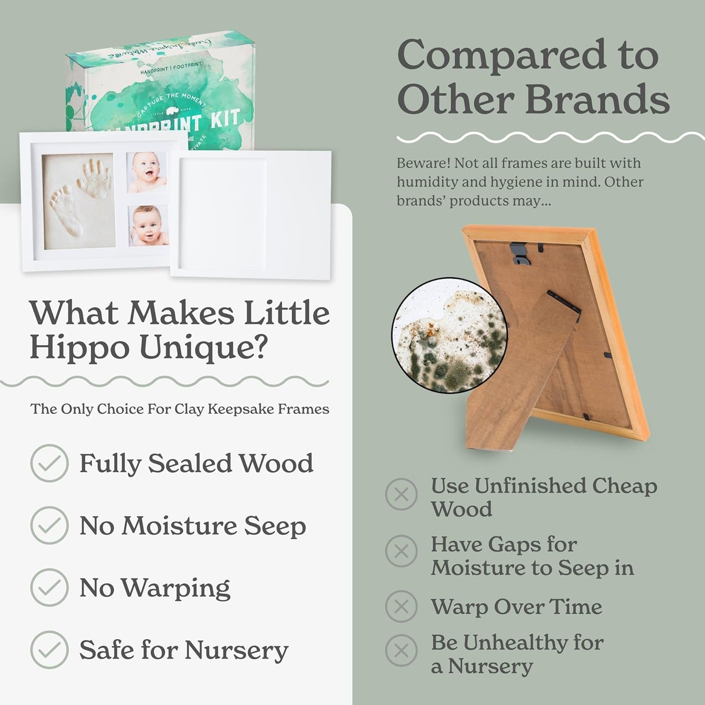 Little Hippo Baby Footprint Kit & Keepsake | Baby Handprint Kit | Baby Hand and Footprint Kit (Alpine White, Standard)