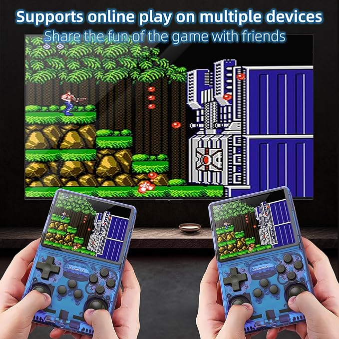 R40S PRO Retro Gaming Console, 30000+ HD Games Handheld Game Console, 3800mAh Rechargeable Mini Retro Video Console with 256GB TF Card, Portable Pocket Arcade (Transparent Blue)