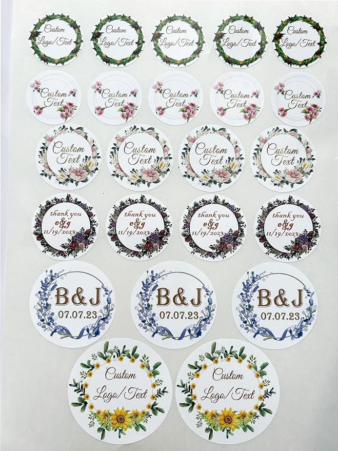 Premium Custom Stickers Labels - Personalized Stickers for Businesses Logo and Name. Birthday Pets and Label Product Boxes Wedding Favors Waterproof Labels (wreath 8, 2.5 inch)