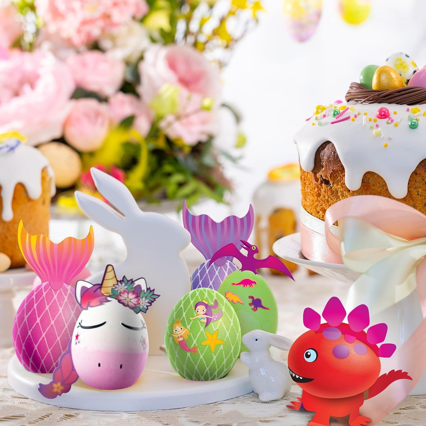 PAAS Easter Egg Decorating Kit, Includes 1 Unicorn Egg Dying Kit, 1 Loveable Llamas Egg Dying Kit, 1 Dino Decorating Kit Whiskers for Easy Egg Dying, Food Safe Dye (4 Piece)