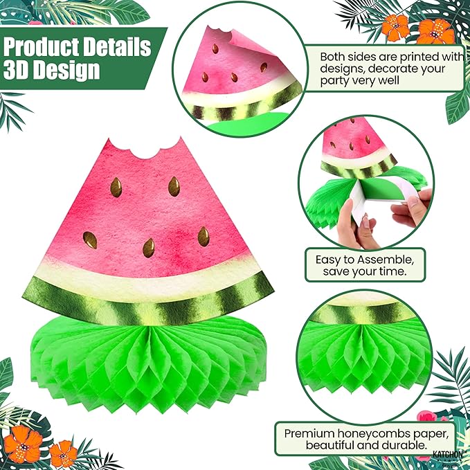 KatchOn, One In A Melon Centerpieces – Pack of 9 | One in a Melon Party Decorations | Watermelon Birthday Decorations, Watermelon Centerpieces for Tables for Birthday, Baby Shower, Summer Party Decor