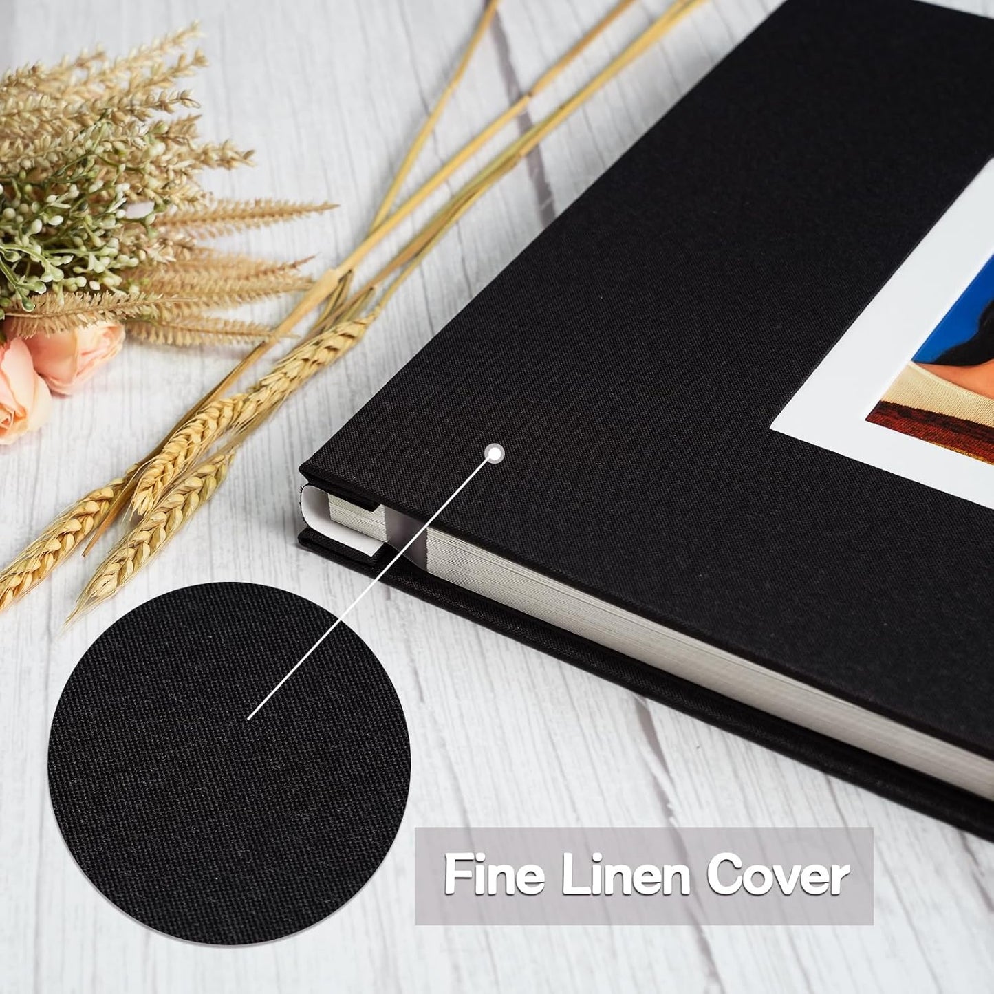 Vienrose Photo Album Self Adhesive for 2x3 4x6 5x7 8x10 Pictures DIY Scrapbook 40 Blank Pages Linen Cover Memory Book for Wedding, Baby Growth, Travel, White