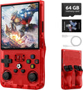 R36MAX Retro Handheld Game Console,64GB Open Source System Support 30+ Emulator Console,4.0 Inch IPS Screen Retro Gaming Console,4000mAh Battery,Portable Video Game Console for Christmas (Red)