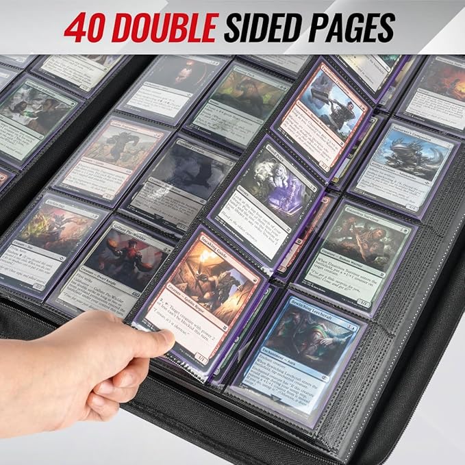 16-Pocket Binder for 1280 Trading Cards, Ringless Album with 40 Double Sided and Side-Loading Pages, Compatible with MTG, Sport Cards and other Standard Collectible Cards