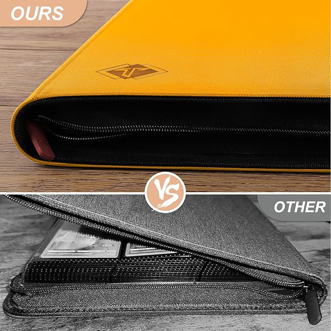 Trading Card Binder, Card Binder Album Fit for MTG Baseball Football Sports Cards, Easy to Use Card Collection Binder (Yellow, 432 Pockets)